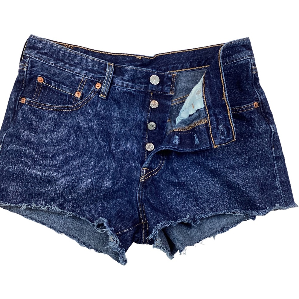 Free People // Levi’s 501 Cutoff Denim Shorts Blue - Picture 3 of 12